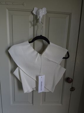 Desiree Klein White Textured Crop Top S/M